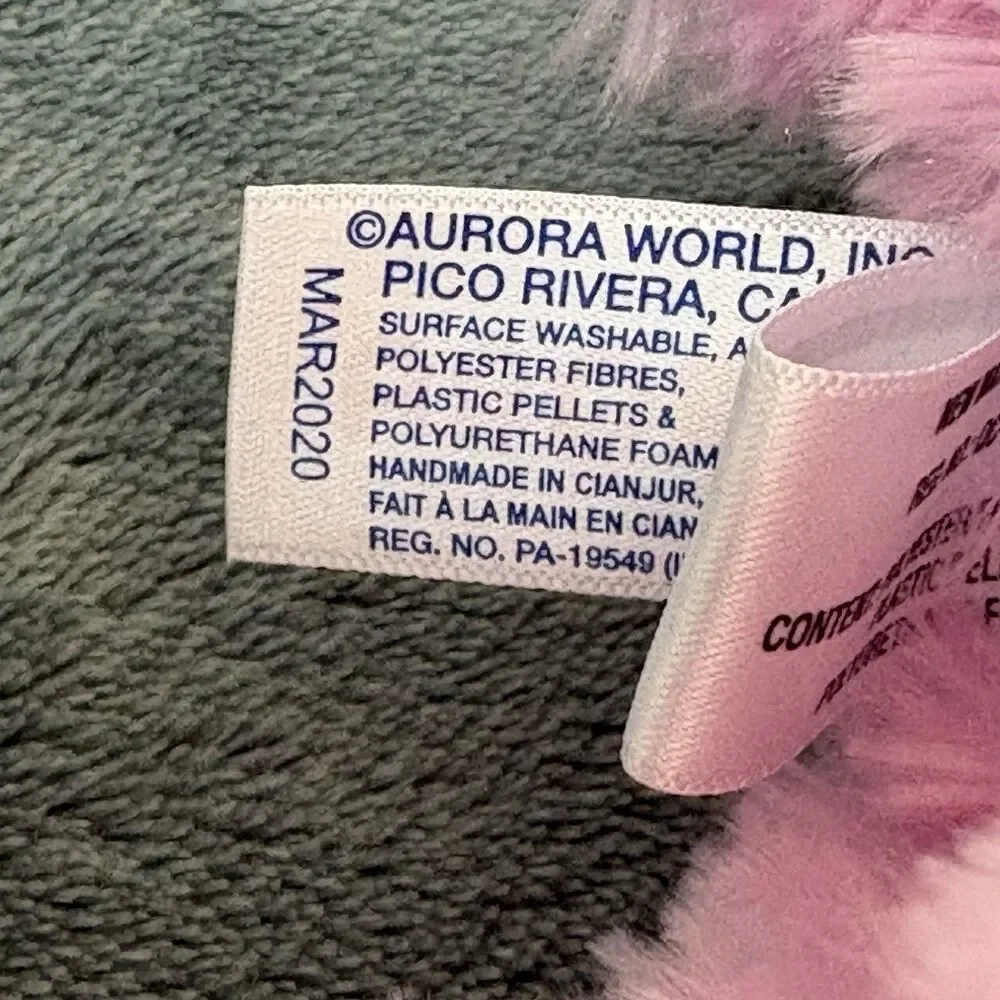 Aurora Llama Unicorn Plush Pink Stuffed Animal Toy 2020 Laying Flat 13”